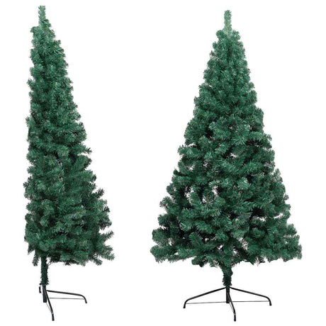 Vidaxl Kunstkerstboom z oświetleniem i kulkami świątecznymi Pół 240 cm zielony
