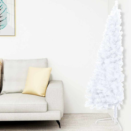 Vidaxl Kunstkerstboom z oświetleniem i kulkami świątecznymi Połowa 150 cm biały