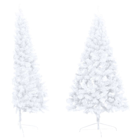 Vidaxl Kunstkerstboom z oświetleniem i kulkami świątecznymi Połowa 210 cm biały