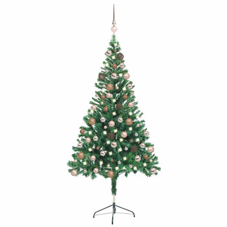 Vidaxl Kunstkerstboom z oświetleniem i kulkami świątecznymi 380 gałęzi 150 cm