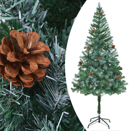 Vidaxl Kunstkerstboom z oświetleniem kulki świąteczne sosnowe szyszki 180 cm