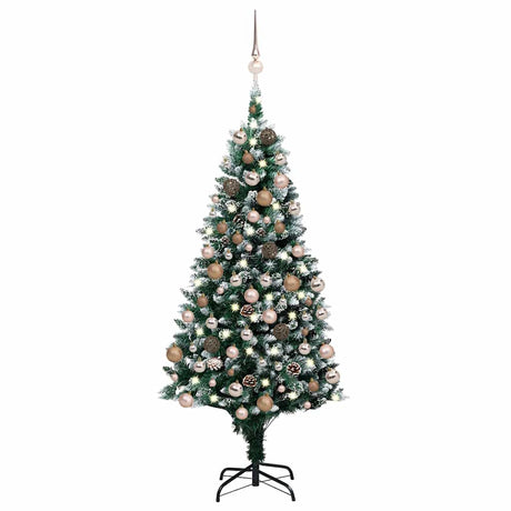Vidaxl Kunstkerstboom z oświetleniem kulki świąteczne sosnowe szyszki 180 cm