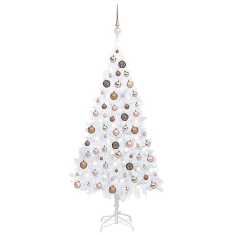 Vidaxl Kunstkerstboom z oświetleniem i kulkami świątecznymi 120 cm PVC White