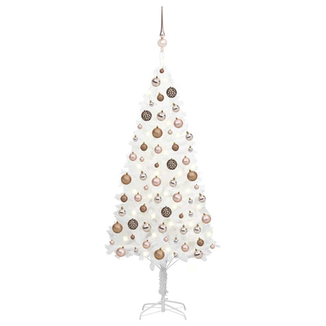 Vidaxl Kunstkerstboom z oświetleniem i kulkami świątecznymi 150 cm PVC White