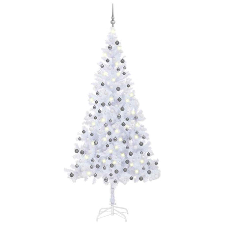 Vidaxl Kunstkerstboom z oświetleniem i kulkami świątecznymi 910 gałęzie 210 cm