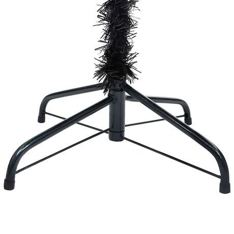 Vidaxl Kunstkerstboom z oświetleniem i kulkami świątecznymi 210 cm PVC czarny