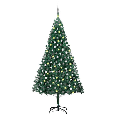 Vidaxl Kunstkerstboom z oświetleniem i kulkami świątecznymi 240 cm zielony