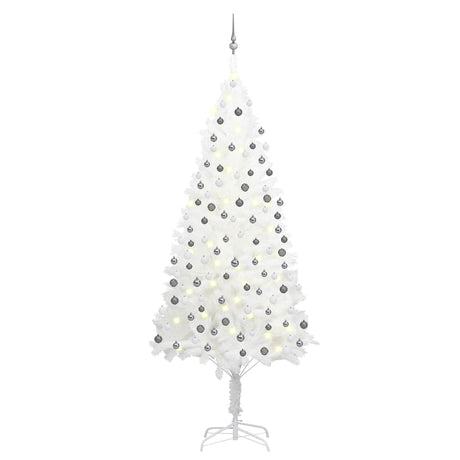 Vidaxl Kunstkerstboom z oświetleniem i kulkami świątecznymi 240 cm biały