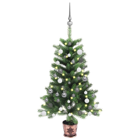 Vidaxl Kunstkerstboom z oświetleniem i kulkami świątecznymi 65 cm zielony