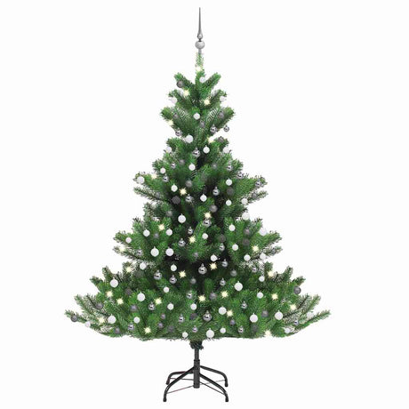 Vidaxl Kunstkerstboom Nordmann z diodami LED i Balls Balls 210 cm zielony