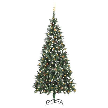 Vidaxl Kunstkerstboom z oświetleniem i kulkami świątecznymi 210 cm