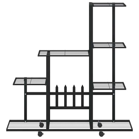 Stojak na kwiat vidaxl z kółkami 94,5x25x92,5 cm metalowy czarny
