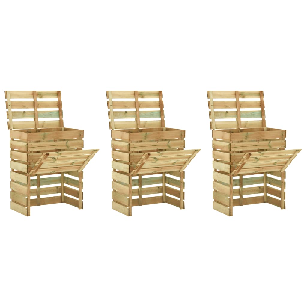 Vidaxl Garden Compost Bins 3 St 80x50x100 cm impregnowane drewno sosnowe