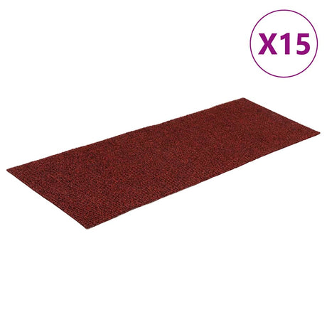 Vidaxl Schody Maty Self -adhezyjne 15 sztuk 60x25 cm Bordeaux Czerwony prostokątny