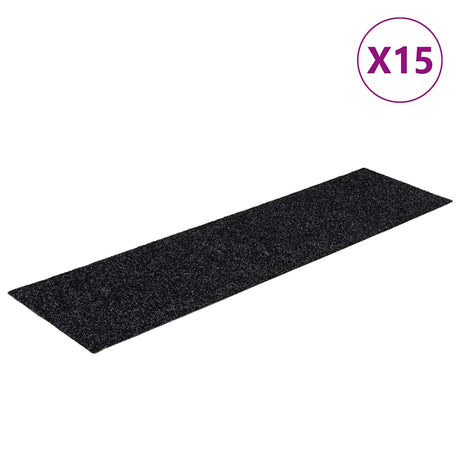 Maty schodów vidaxl Selfeza 15 sztuk 76x20 cm czarny prostokątny