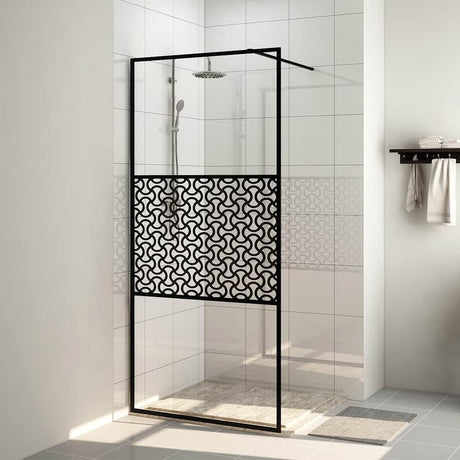 Vidaxl Walk-in Shower Wall 80x195 cm ESG-GLA Transparent and Black