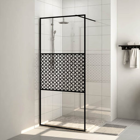 Vidaxl Walk-in Shower Wall 115x195 cm ESG-GLA Transparent and Black