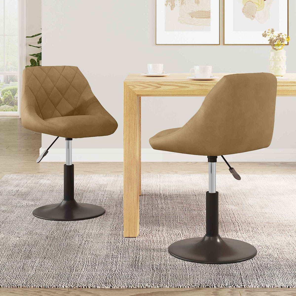Vidaxl draa stoelen 2 st kunstleer bruin 46 x 44 x 77,5 cm