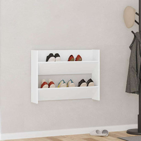 Vidaxl Wall Shoe Szaflet 80x18x60 cm Właściwą drewnianą białą
