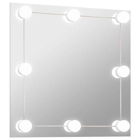 Lustro ścienne VidaXL z lampami LED, kwadratowe szkło