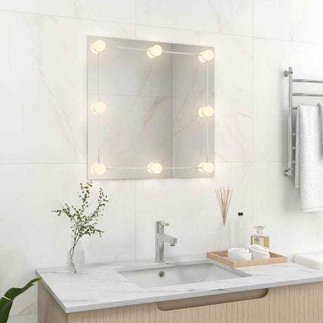 Lustro ścienne VidaXL z lampami LED, kwadratowe szkło