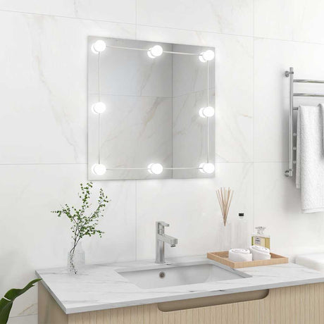 Lustro ścienne VidaXL z lampami LED, kwadratowe szkło
