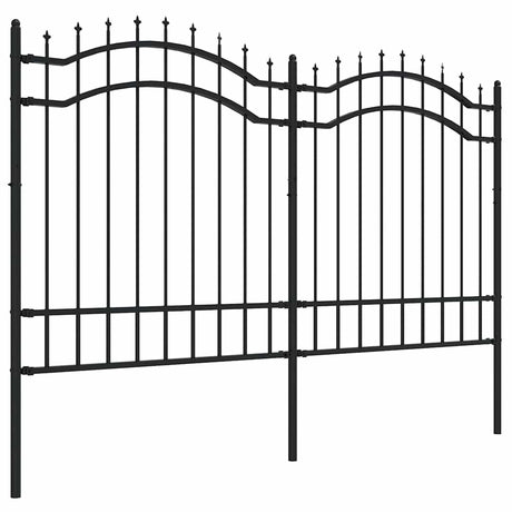 Ogrodzenie ogrodowe VidaXL z grotem w kolorze czarnym, 239x125 cm, stal malowana proszkowo