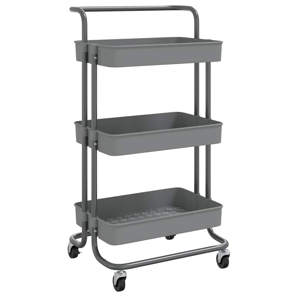Vidaxl keukentrolley 3-laags 42x35x85 cm ijzer en abs grijs
