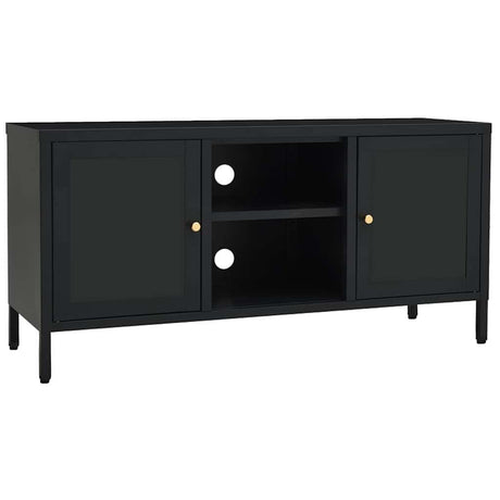 Vidaxl tv-meubel 105x35x52 cm staal en glas zwart
