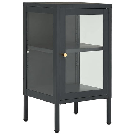 Vidaxl dressoir 38x35x70 cm staal en glas antracietkleurig