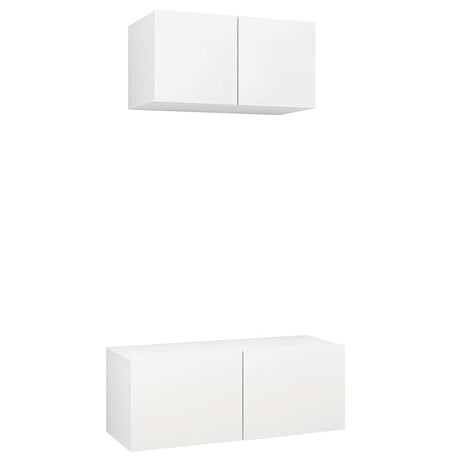 Vidaxl 2-delige tv-meubelset bewerkt hout wit