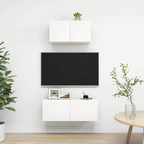 Vidaxl 2-delige tv-meubelset bewerkt hout wit