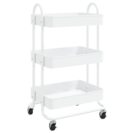 Vidaxl trolley 3-laags 43x34x79 cm staal wit