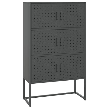 Vidaxl hoge kast 80x35x135 cm staal antracietkleurig