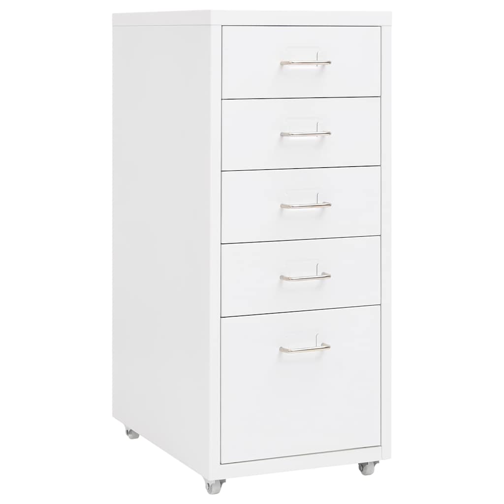 Vidaxl ladeblok verrijdbaar 28x41x69 cm metaal wit