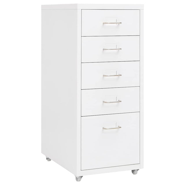 Vidaxl ladeblok verrijdbaar 28x41x69 cm metaal wit