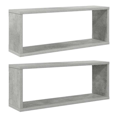 Vidaxl wandschappen kubus 2 st 60x15x23 cm bewerkt hout betongrijs