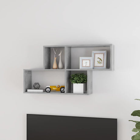 Vidaxl wandschap 100x18x53 cm bewerkt hout betongrijs