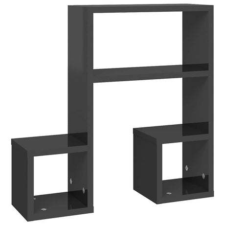 Vidaxl wandschappen 2 st 50x15x50 cm bewerkt hout hoogglans grijs