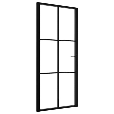 Wewnętrzne drzwi vidaxl 93x201,5 cm ESG szkło i aluminiowe czarne