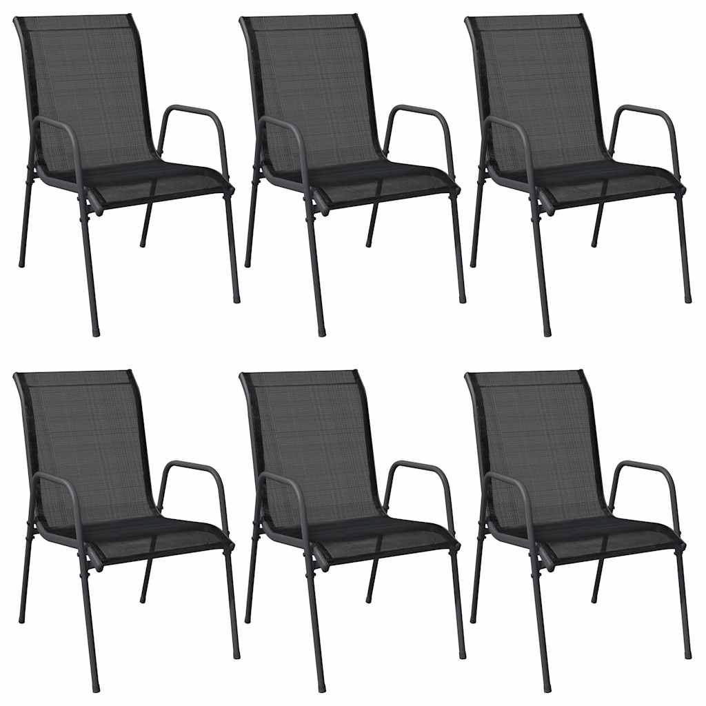 Vidaxl tuinstoelen 6 st staal en textileen zwart