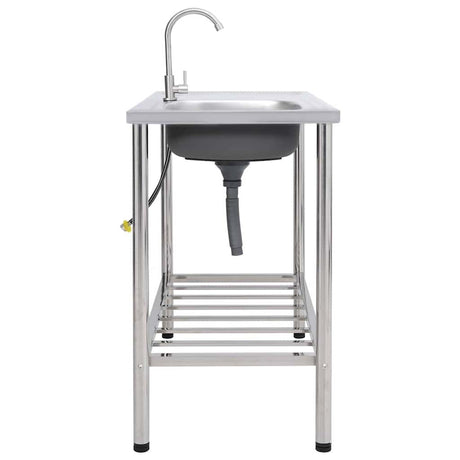 Vidaxl Camping Ryting Single Bowl z kranu ze stali nierdzewnej
