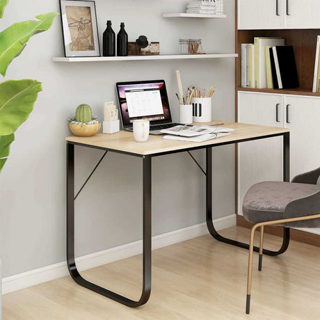 Vidaxl computerbureau 110x60x73 cm spaanplaat zwart en eikenkleurig