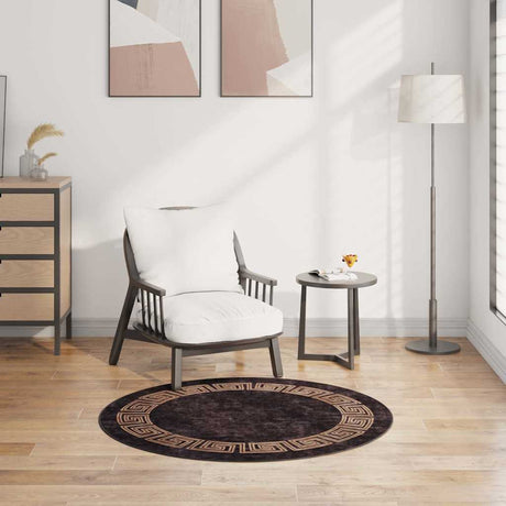 Vidaxl Dywanika zmywalna anty-Slip Ø120 cm czarno-złota