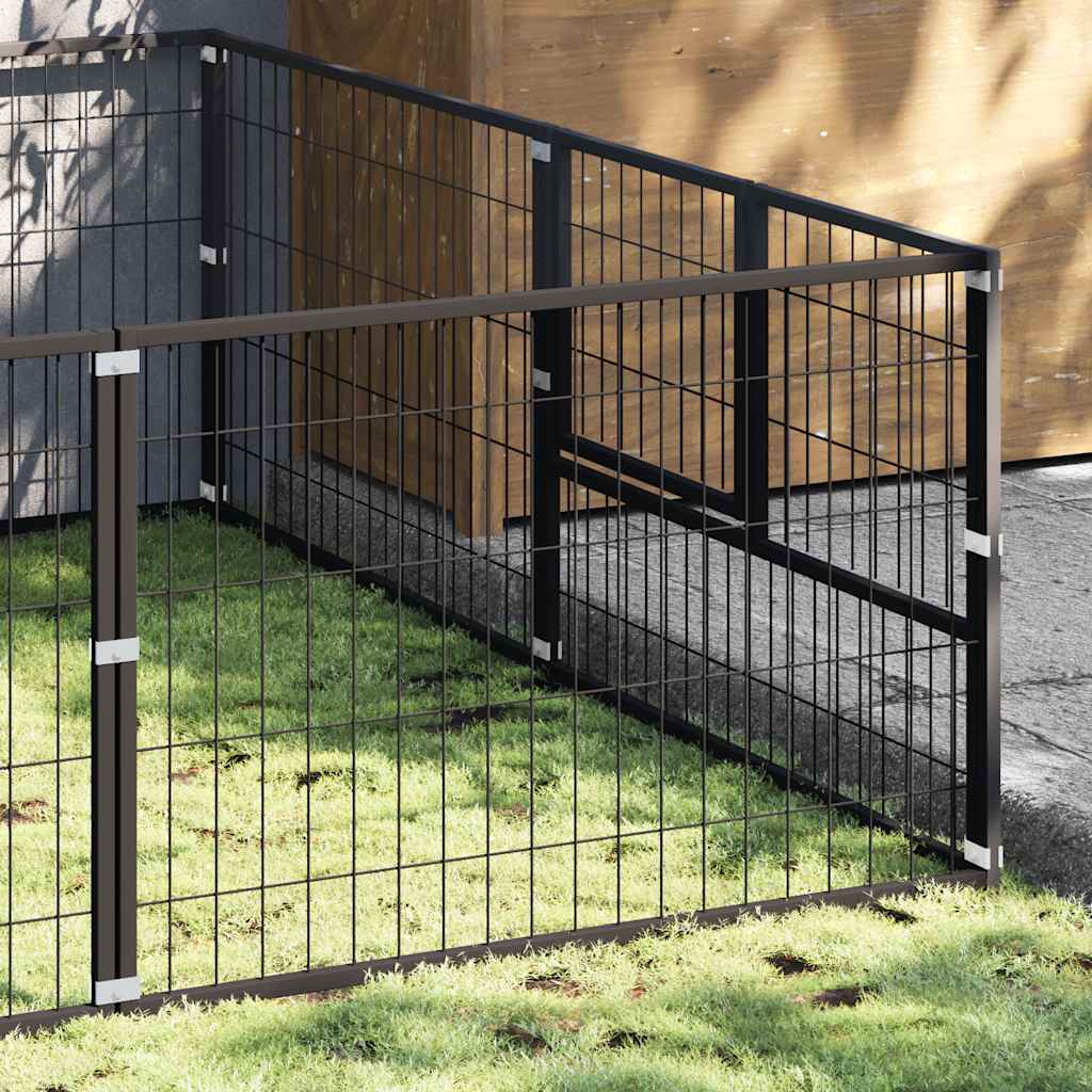 Buda dla psa Vidaxxl 6 m², stalowa, czarna