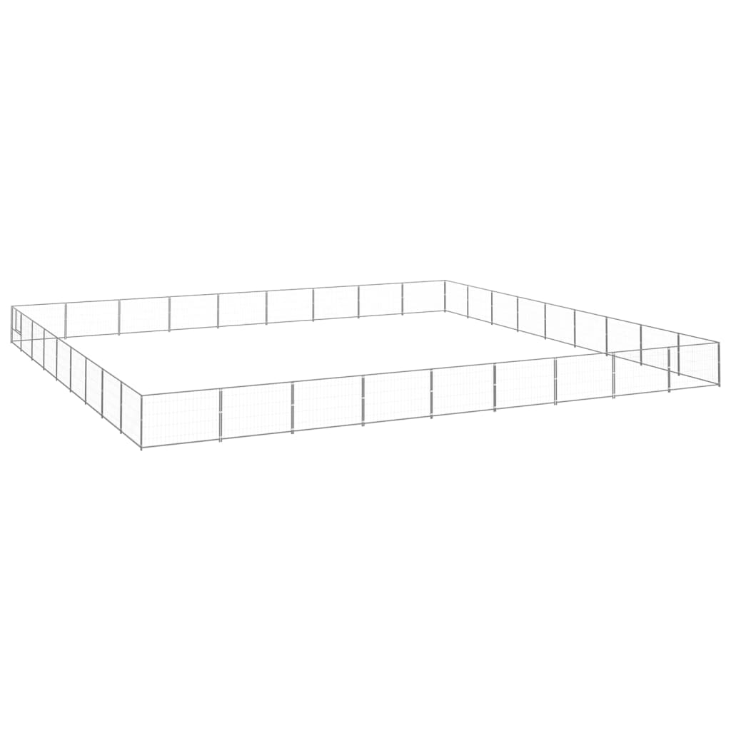 Vidaxl Dog Kennel 81 m² stalowy srebrny kolor