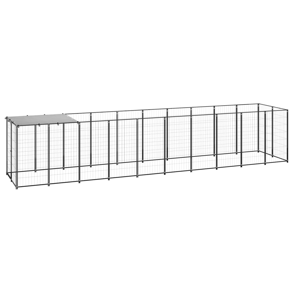 Vidaxl Dog Kennel 6,05 m² stalowy czarny