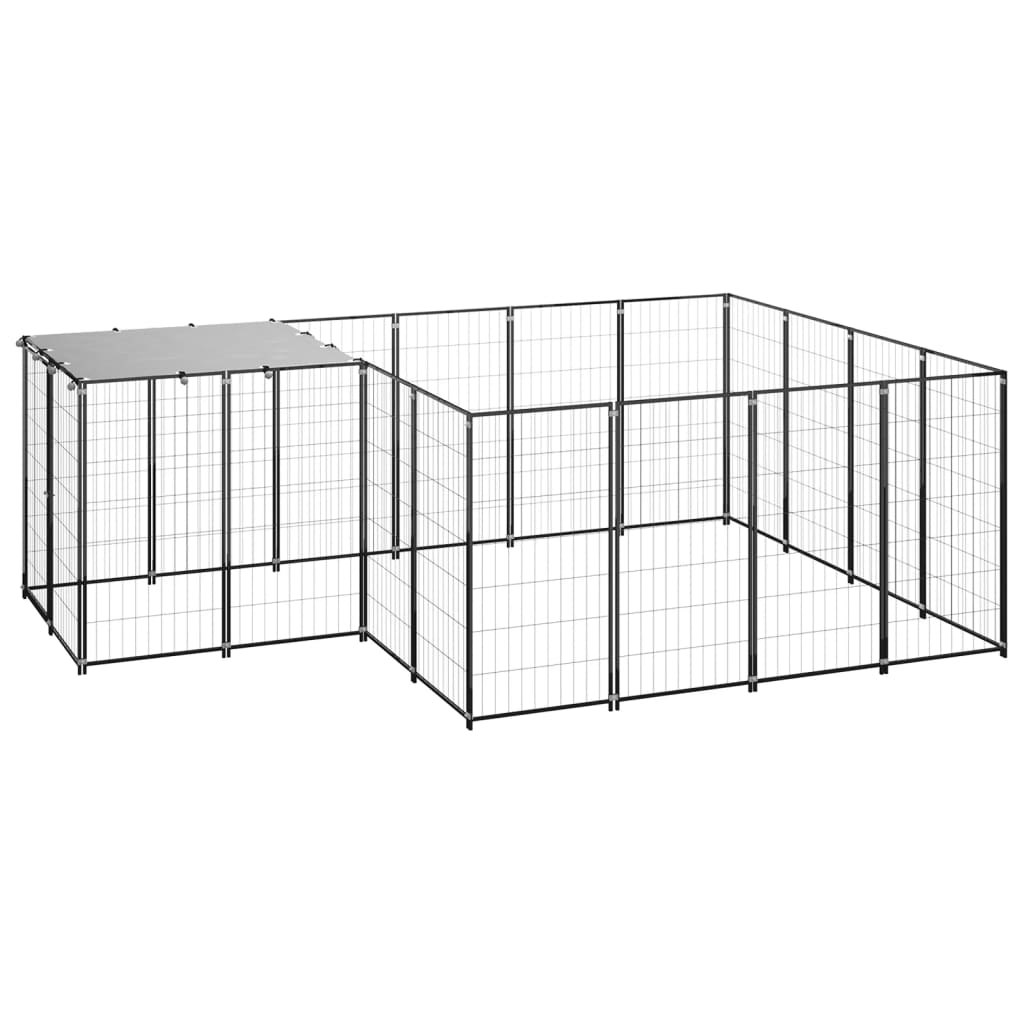 Vidaxl Dog Kennel 6,05 m² stalowy czarny
