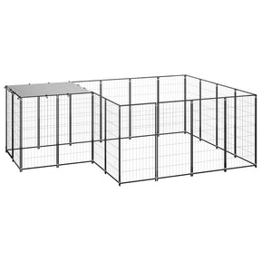 Vidaxl Dog Kennel 6,05 m² stalowy czarny