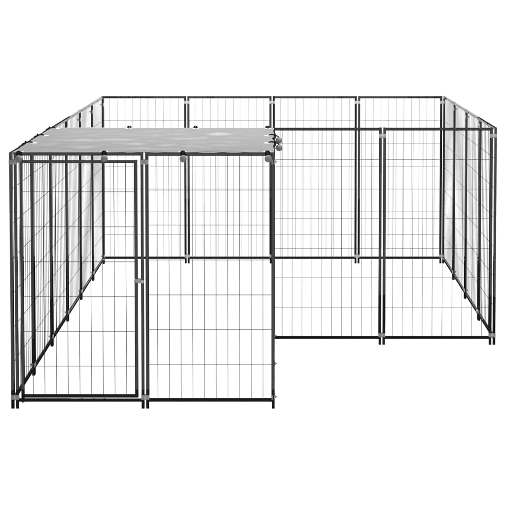 Vidaxl Dog Kennel 6,05 m² stalowy czarny